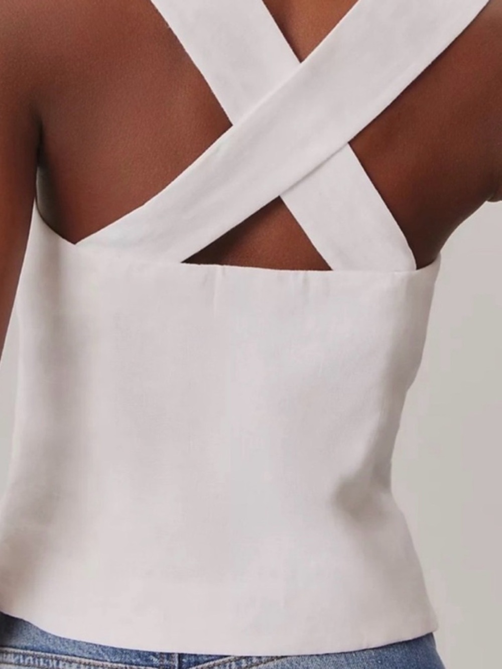 Reformation White Kimberly Linen Tank Top with Button Front - Picture 2 of 6